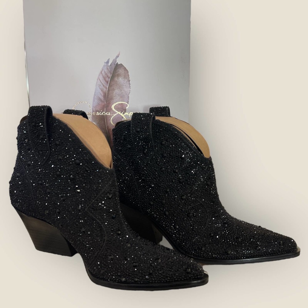Jessica Simpson Black Ankle Boots with Sparkle